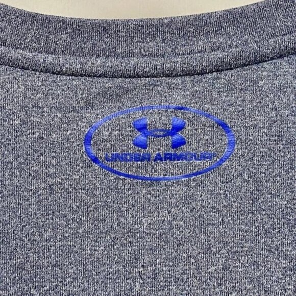 Under Armour Long Sleeve Men's Medium Heather Blue Loose Fit Coldgear Henley EUC - Picture 3 of 10